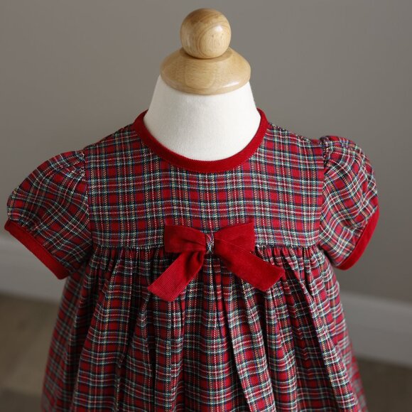 Strasburg Red Classic Plaid Float Dress Corduroy Trim 100% Cotton Rare Find - Picture 4 of 6